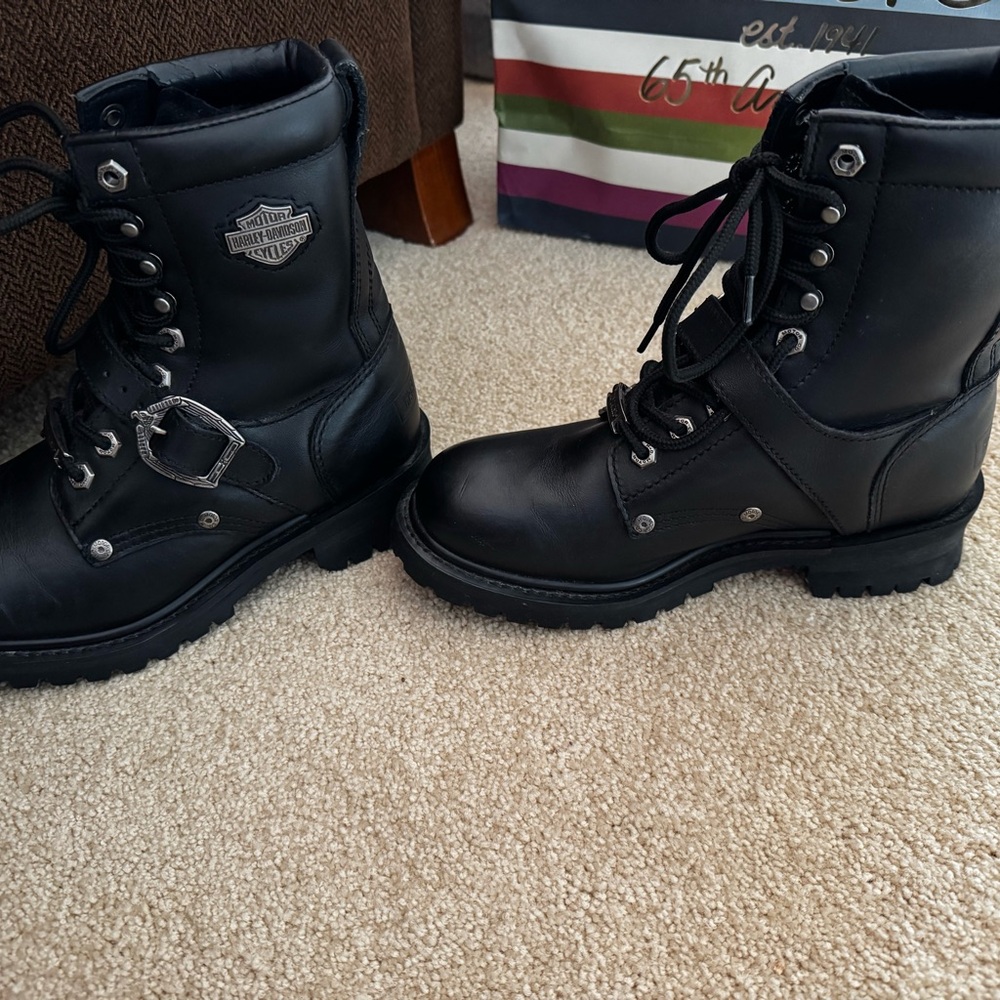 Harley-Davidson Black Lace-Up Boots, Never Worn
